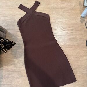 Aritzia brown bandage mini dress